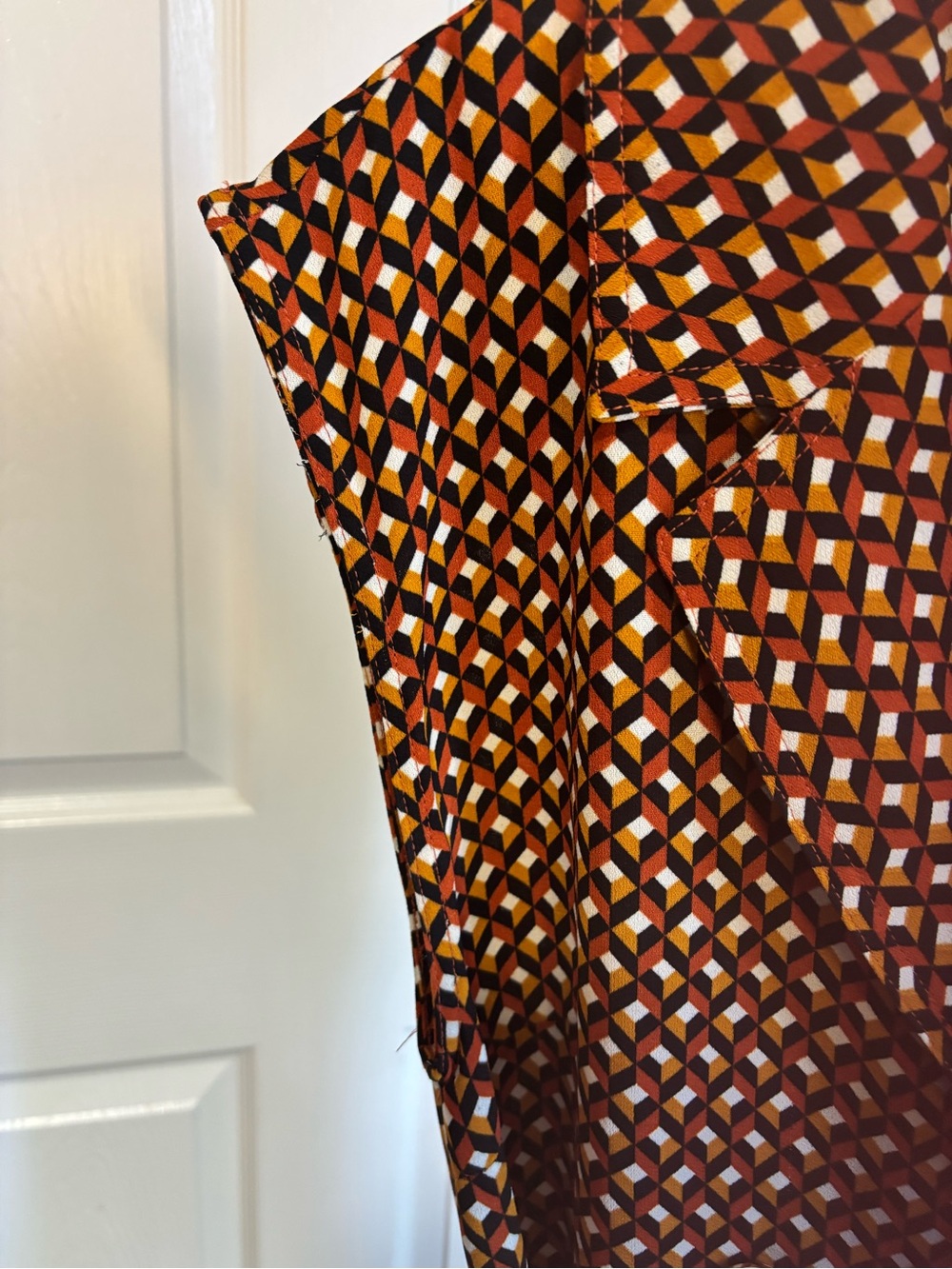 Michael Kors Brown Geometric Sleeveless Wrap Midi Dress - Picture 7 of 9